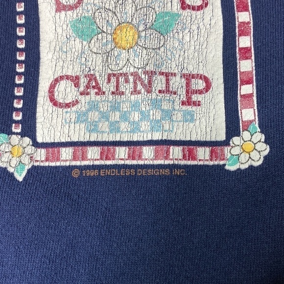 VTG J. Macinally Country Cat Catnnip Navy Blue Turtleneck Sweatshirt Size Medium - Picture 5 of 6